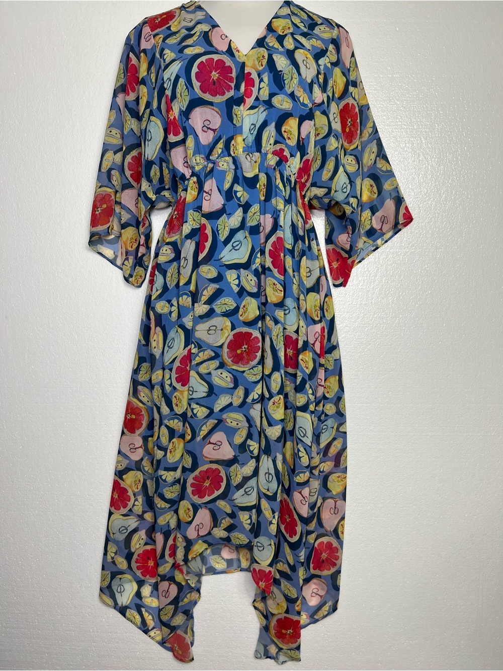 Anthropologie Hutch Frutas tiered fruit print dress size S
